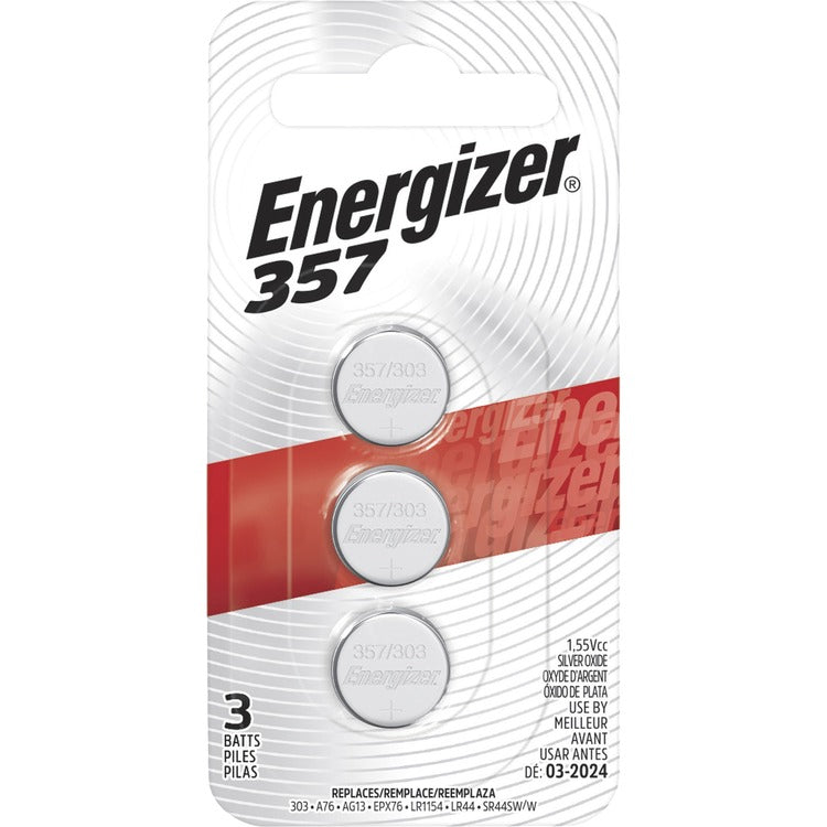 Energizer 357/303 Silver Oxide Button Battery, 3 Pack [SKU - EVE357BPZ3]PK