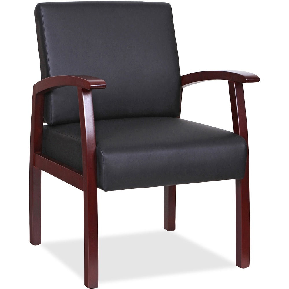 Lorell Black Leather/Wood Frame Guest Chair [SKU - LLR68556]EA