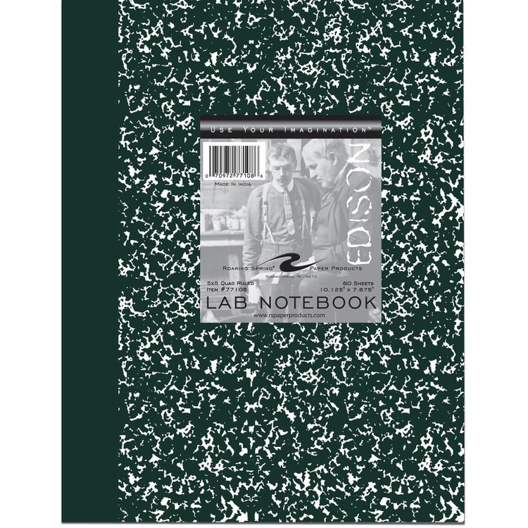 Roaring Spring 5x5 Graph Ruled Single Copy Lab Book with Numbered Pages, 10.125" x 7.875" 120 Pages, White Paper [SKU - ROA77108]EA