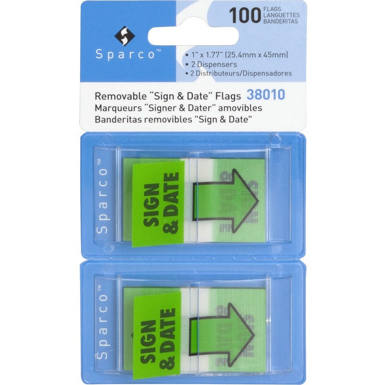 Sparco "Sign & Date" Preprinted Flags in Dispenser [SKU - SPR38010]PK