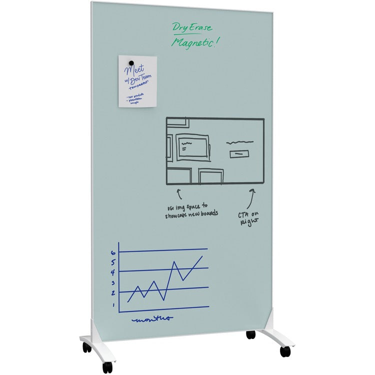 U Brands Double Sided Magnetic Glass Dry-Erase Mobile Floor Easel, 72" X 42" [SKU - UBR4777U0001]EA