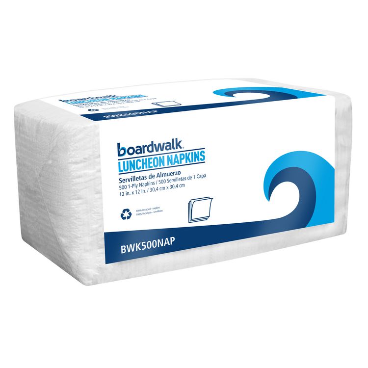 1/4-Fold Lunch Napkins, 1-Ply, 12  x 12 , White, 500/Pack, 6 Packs/Carton
