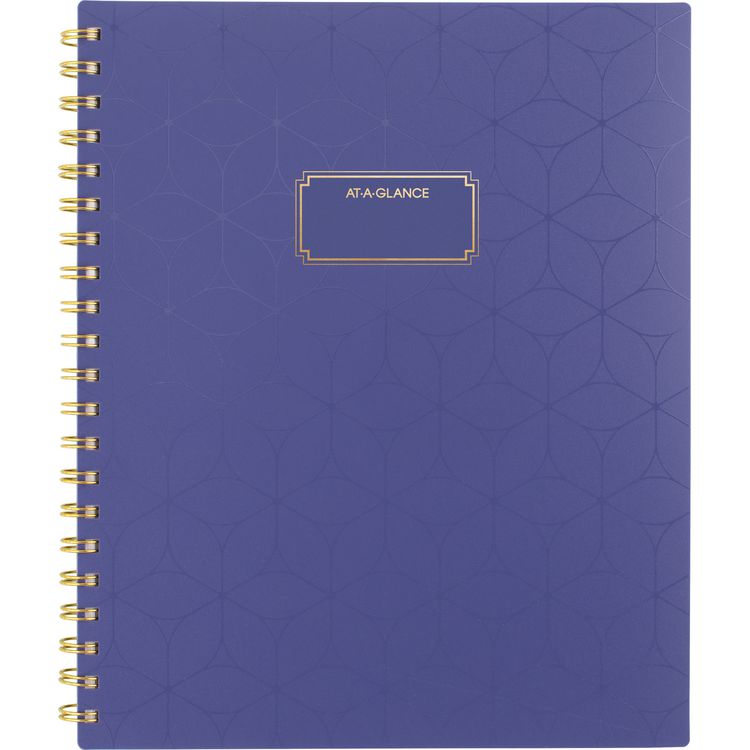 Badge Geo Weekly/Monthly Planner, 11 x 9.25, Purple/Gold Cover, 13-Month (Jan to Jan): 2025 to 2026