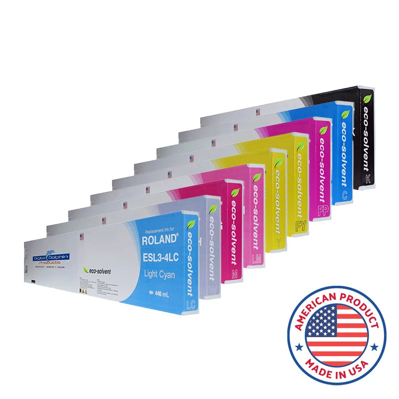 Digital Dolphin Products Compatible Replacement Ink Cartridges for Roland Eco-Sol Max ESL3220 mL / All Colors