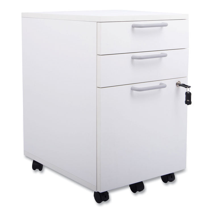 Essentials Mobile Pedestal File, Left or Right, 3-Drawers: Box/Box/File, Legal/Letter, White, 15.6  x 21.3  x 24.3