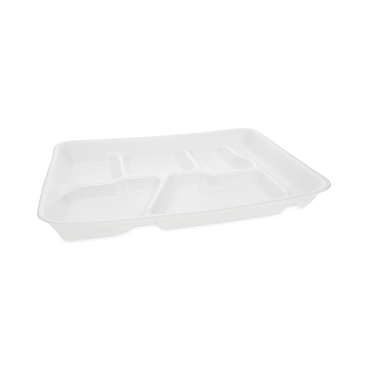 Foam School Trays, 6-Compartment Tray, 8.5 x 11.5 x 1.25, White, 500/Carton