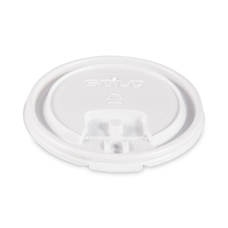 Lift Back and Lock Tab Lids for Paper Cups, Fits 10 oz Cups, White, 100/Sleeve, 10 Sleeves/Carton