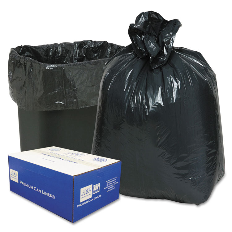 Linear Low-Density Can Liners, 16 gal, 0.6 mil, 24  x 33 , Black, 25 Bags/Roll, 20 Rolls/Carton