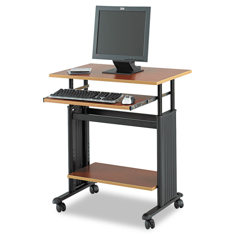 Muv 28  Adjustable-Height Desk, 29.5  x 22  x 29  to 34 , Cherry/Black