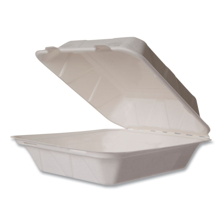 Nourish Molded Fiber Takeout Containers, Compostable, 7.9 x 7.9 x 2.9, White, Sugarcane, 200/Carton