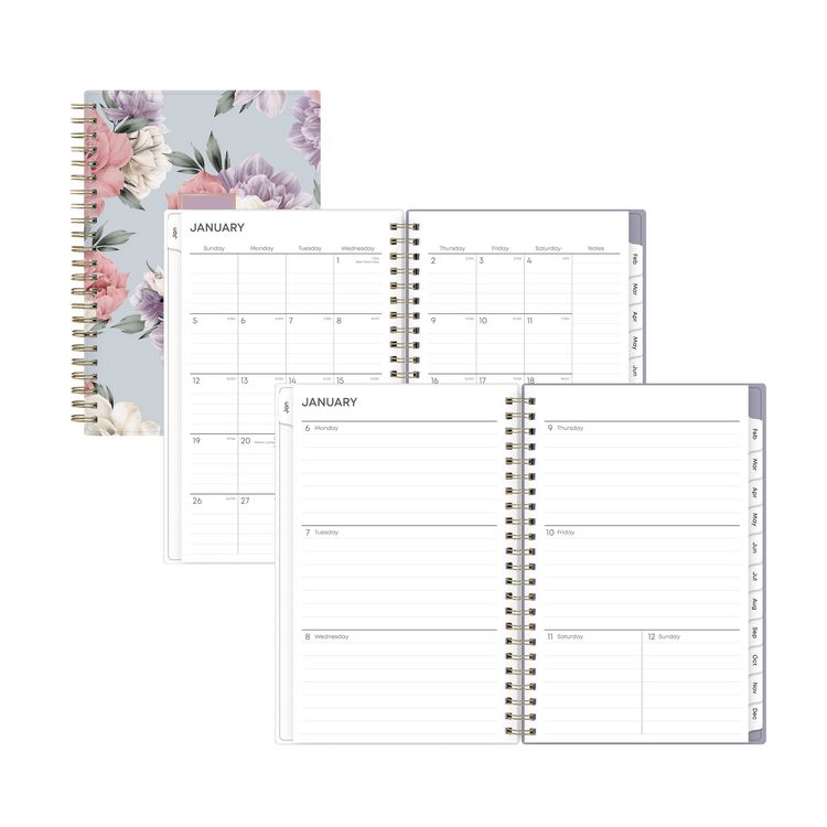Tula Weekly/Monthly Planner, Floral Artwork, 8  x 5 , Purple/Pink/White Cover, 12-Month (Jan to Dec): 2025