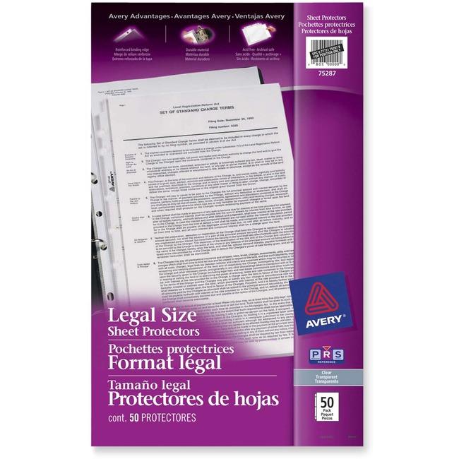 75287 LEGAL SIZE SHEET PROTECTORS CLEAR 50/PK