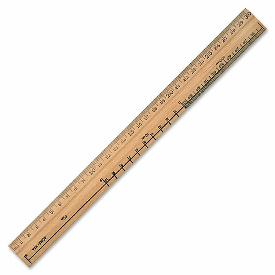 Acme United Metal Edge Double Bevel School Ruler 12" Length - Wood - 1 Each