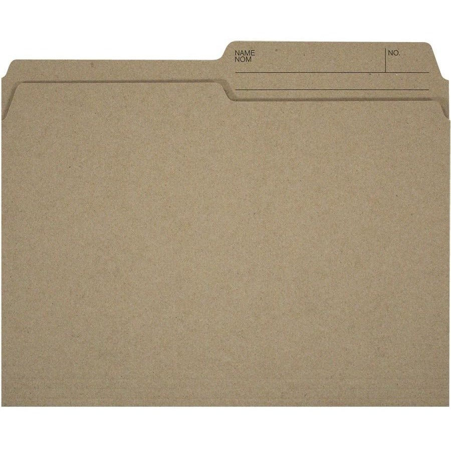 Offix Reversible Kraft File Folders - Letter - 8 1/2" x 11" - 1/2 Tab Cut - Kraft - 100/Box