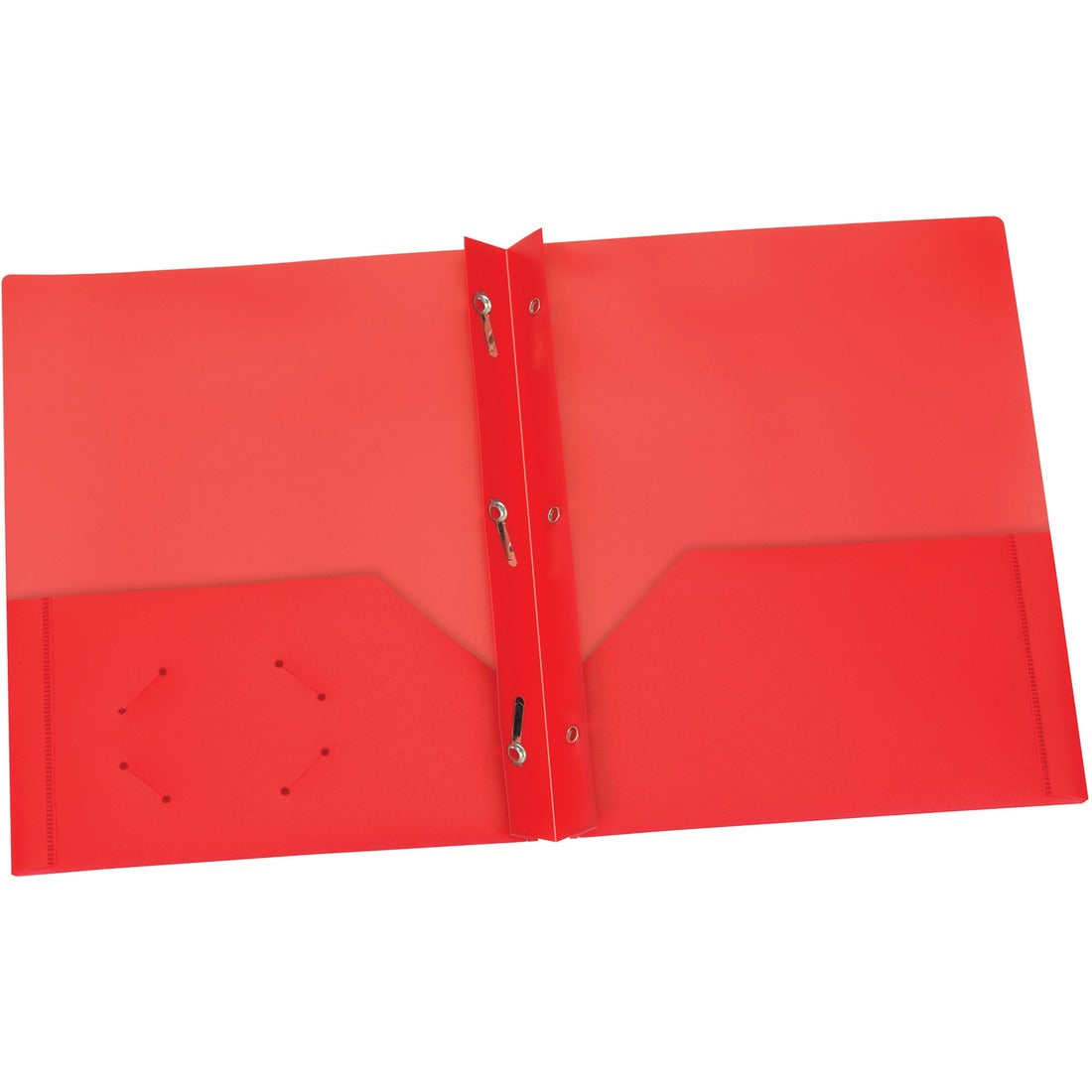 Oxford Red Two Pocket Poly Portfolio With Prongs