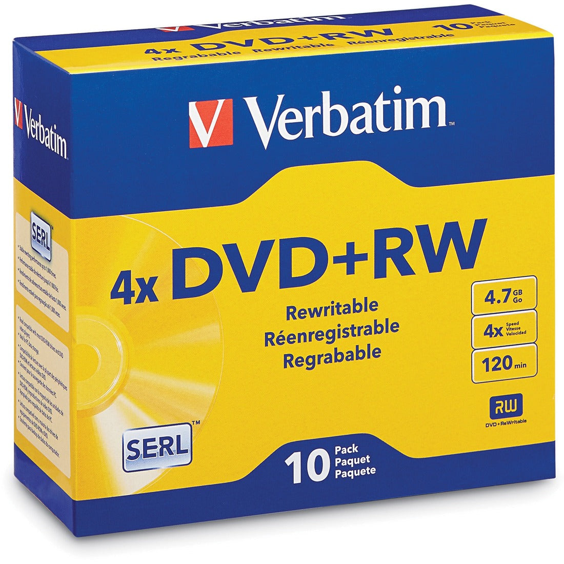 Verbatim DVD RW 4.7GB 4X with Branded Surface - 10pk Jewel Case