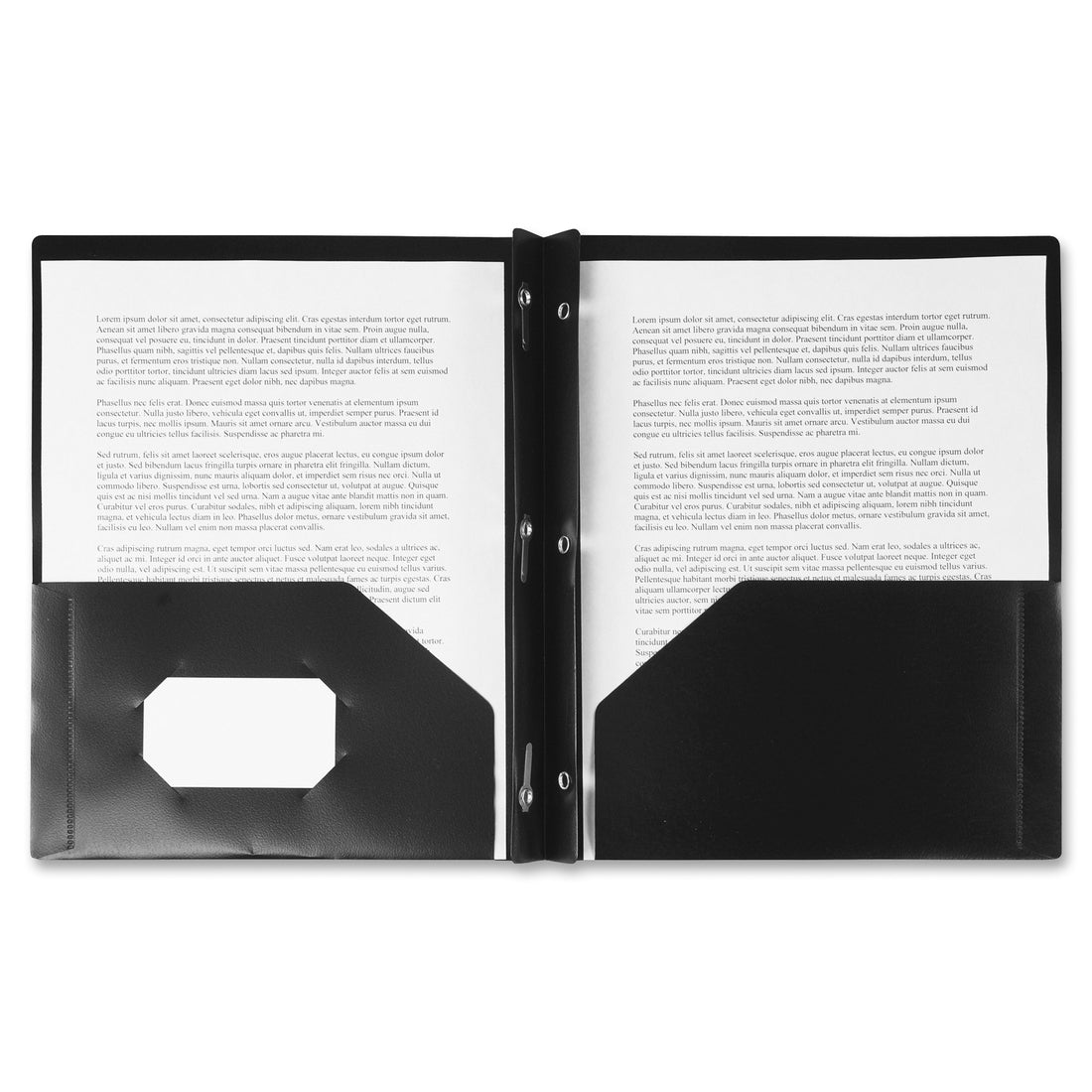 Winnable Twin-Pocket Poly Portfolio w/Prong Fastener - Letter - 8 1/2" x 11" Sheet Size - 3 Fastener(s) - 2 Pocket(s) - Poly - Clear, Black