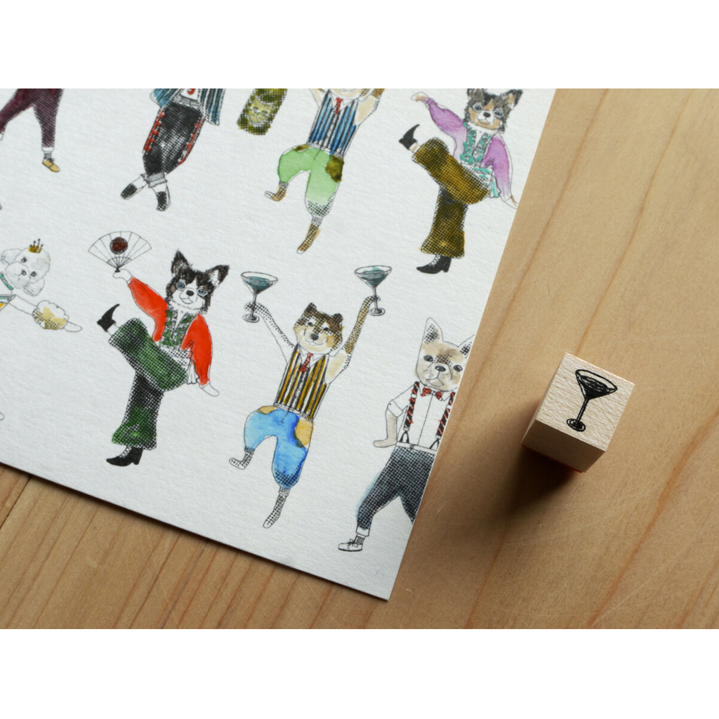 Akamegane Mini Rubber Stamp - Martini Glass