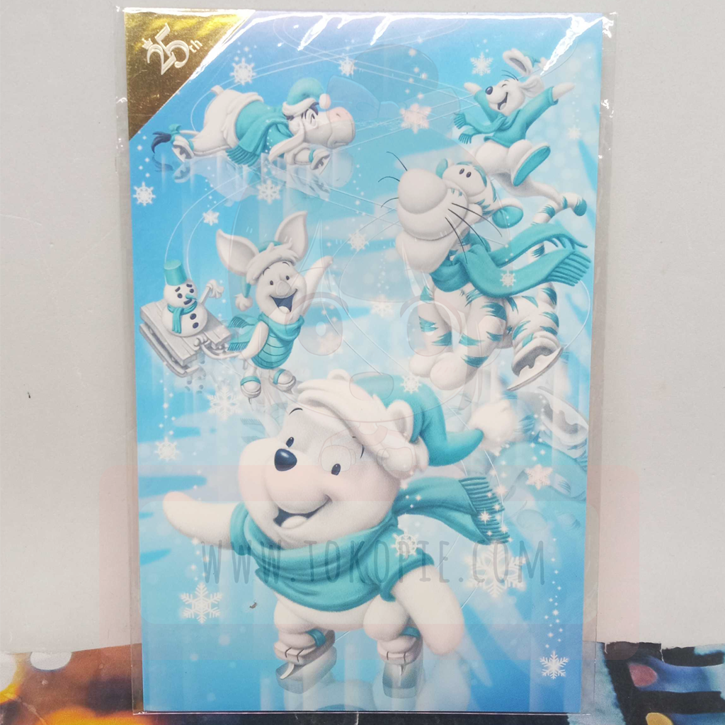 Disney 25th Anniversary Winter Winnie The Pooh Postcard