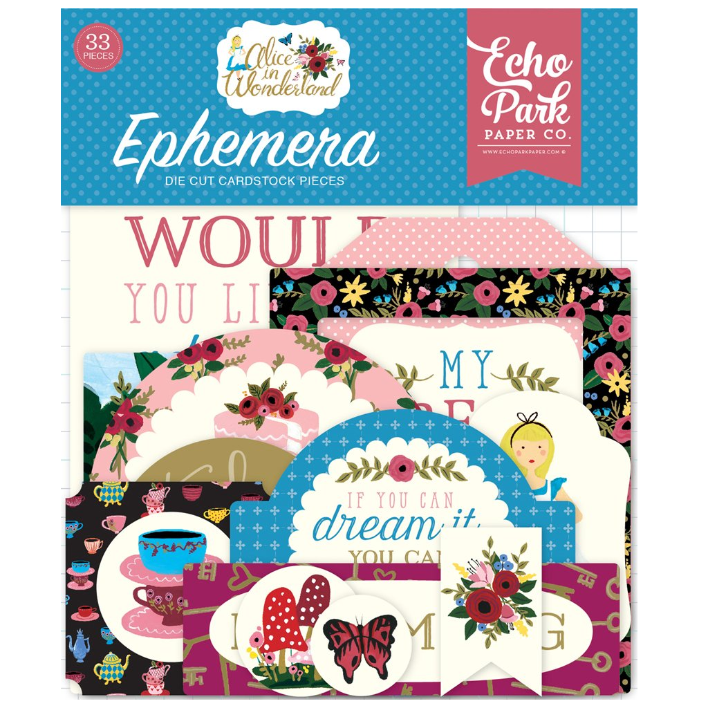 Echo Park-Alice In Wonderland Ephemera Die Cut Cardstock
