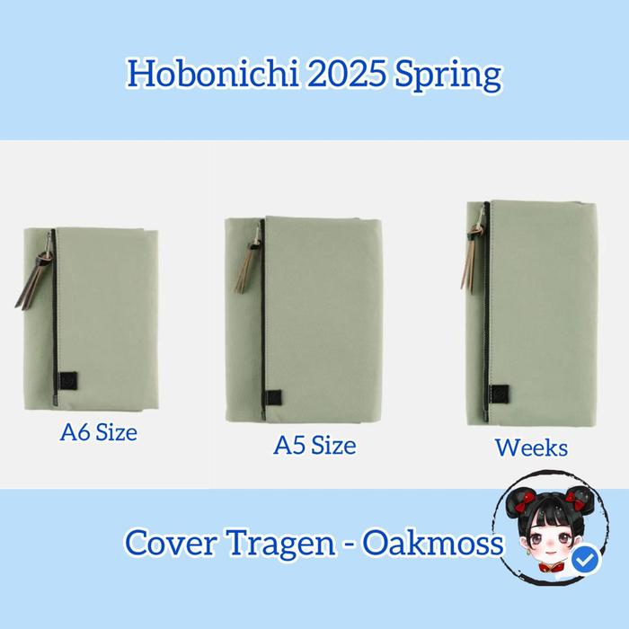 Hobonichi 2025 Spring Cover Tragen - OakmossA6