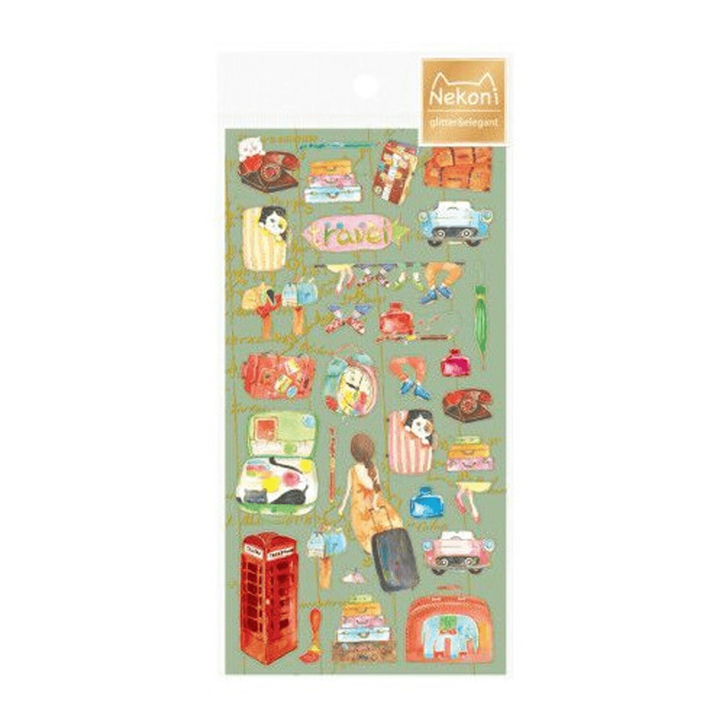 Nekoni Glitter & Elegant Sticker - Travel