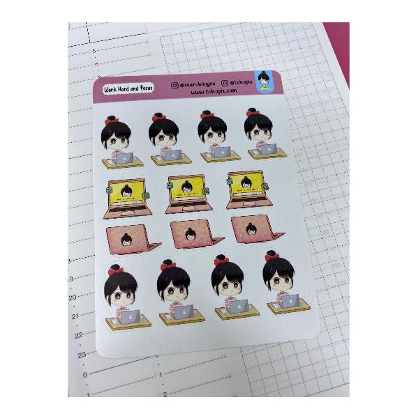 P005 Pie Sticker - Work Hard And FocusTransparent