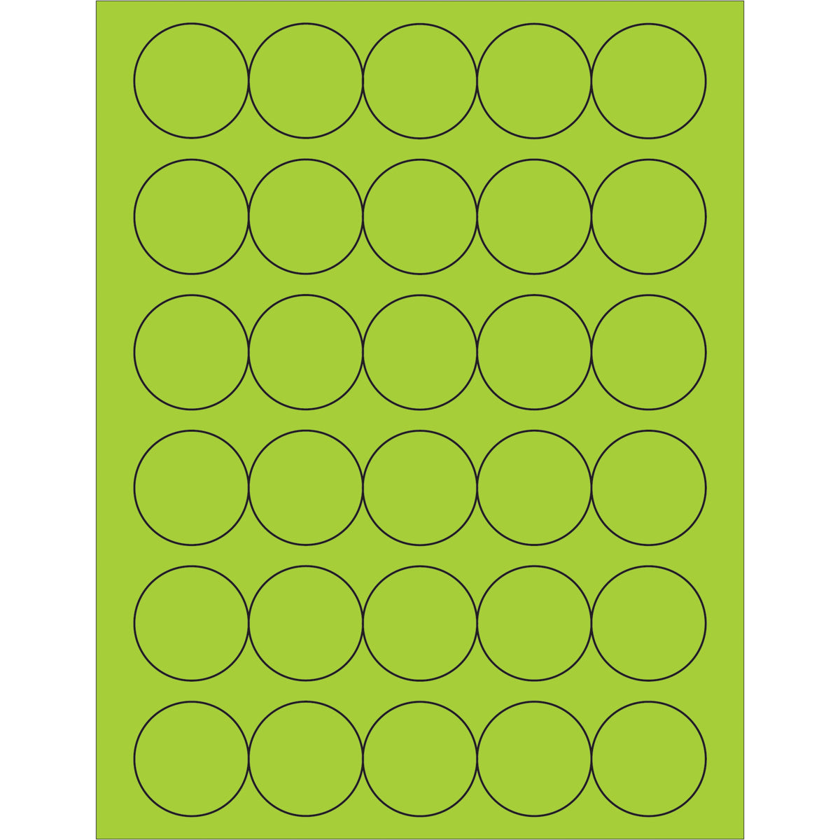 1 1/2" Fluorescent Green Circle Laser Labels 3000/Case