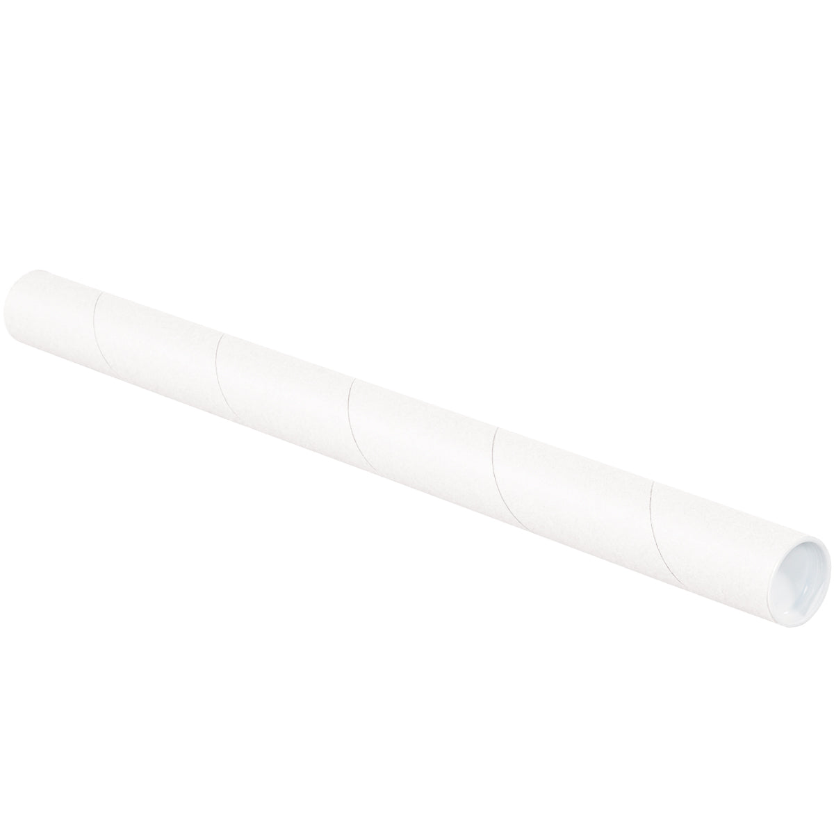 1 1/2 x 24 White Mailing Tubes With End Caps .060 Gauge 50/Case
