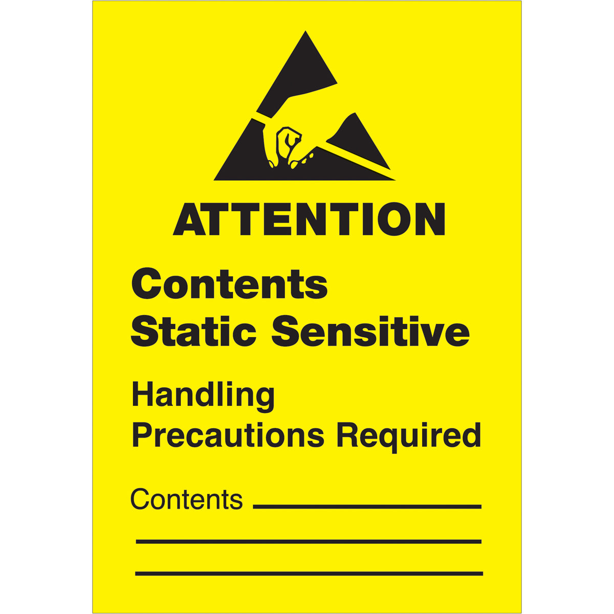 1 3/4 x 2 1/2" - "Contents Static Sensitive" Labels 500/Roll