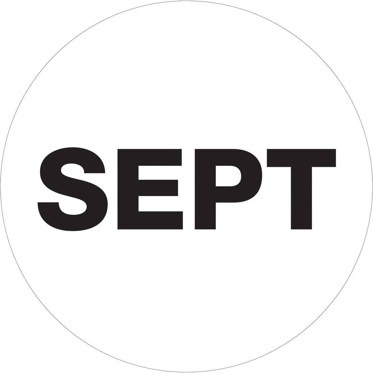 1" Circle - "SEPT" (White) Months of the Year Labels 500/Roll