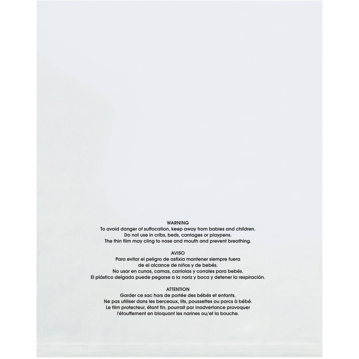 14 x 20 - 1 Mil Flat Suffocation Warning Poly Bags 1000/Case