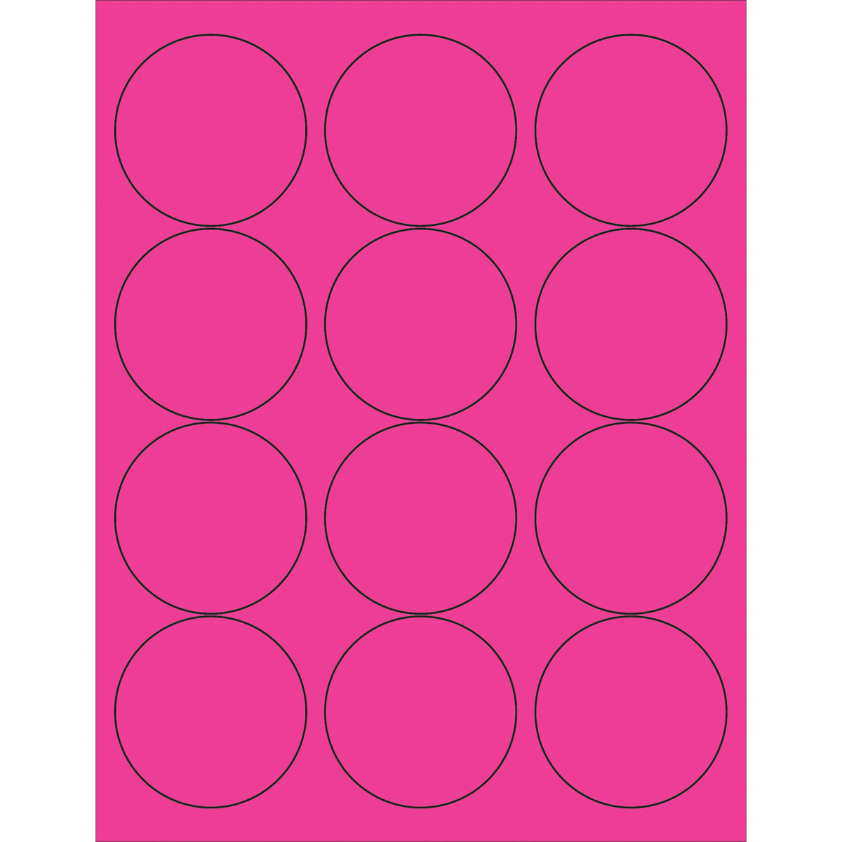 2 1/2" Fluorescent Pink Circle Laser Labels 1200/Case