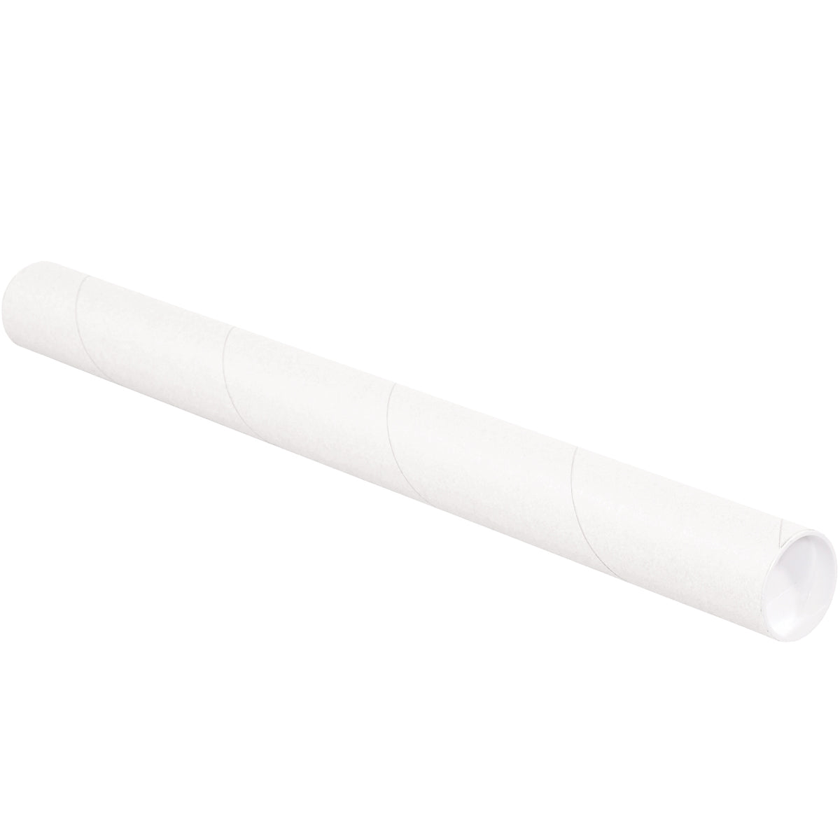2 1/2 x 24 White Mailing Tubes With End Caps .070 Gauge 34/Case