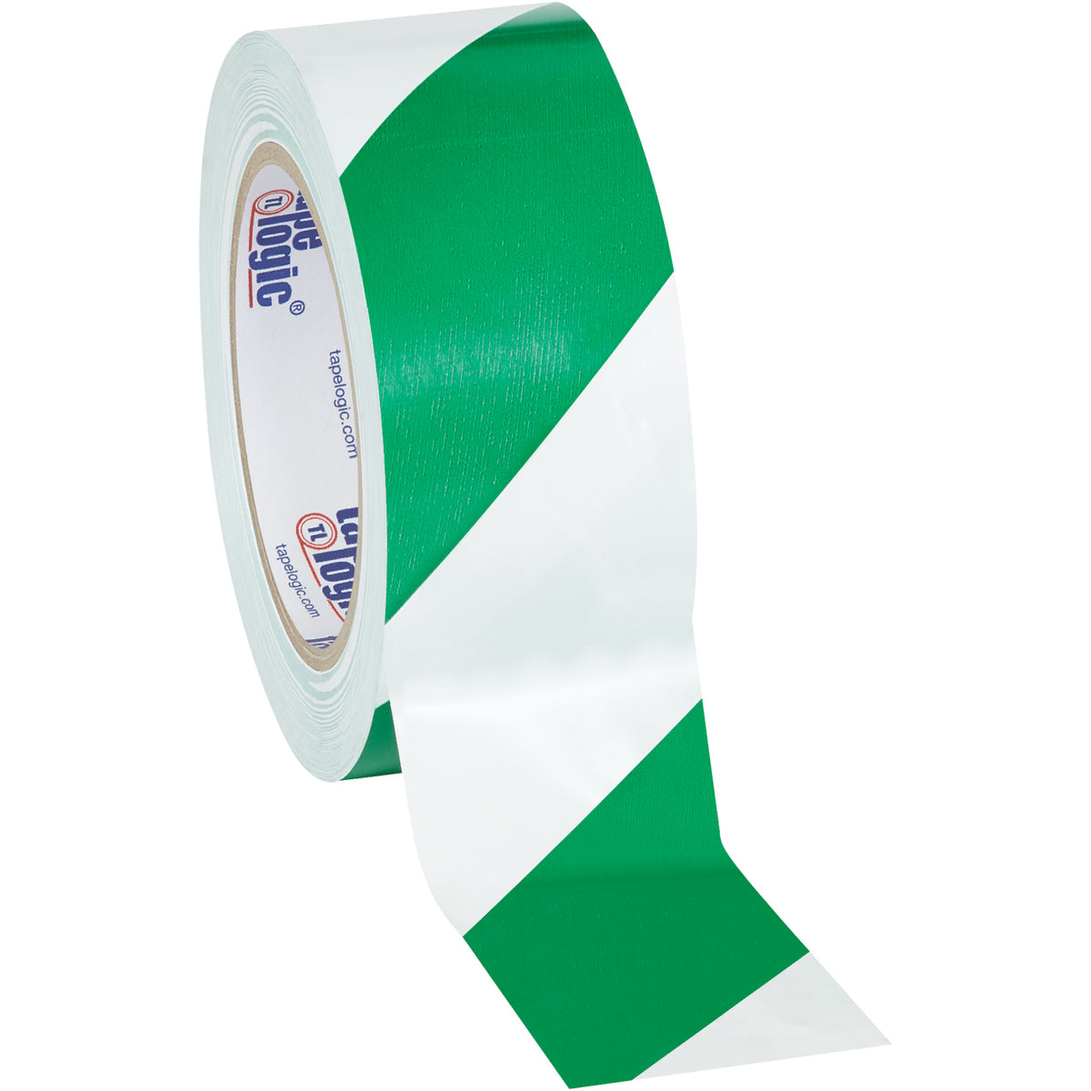 2" x 36 yds. Green/White Striped Vinyl Safety Tape 24/Case