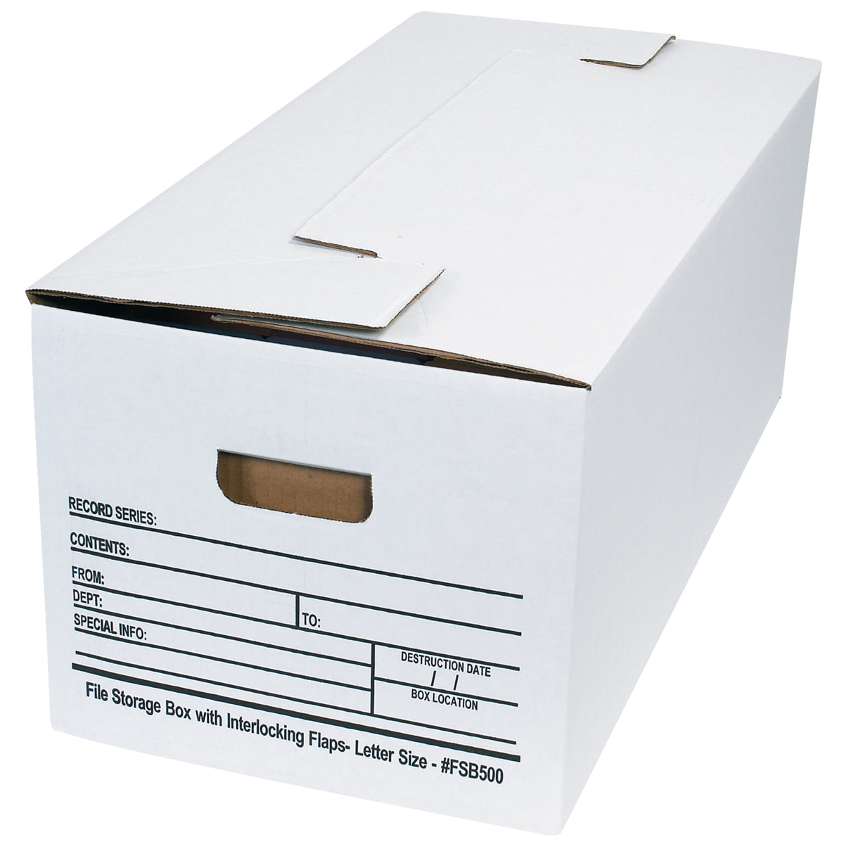 24 x 12 x 10 Letter Size 1-Piece White File Storage Box / Interlocking Flaps