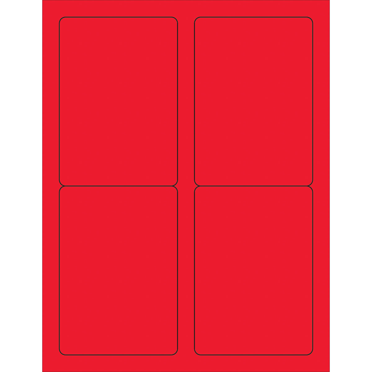 3 1/2 x 5" Fluorescent Red Rectangle Laser Labels 400/Case