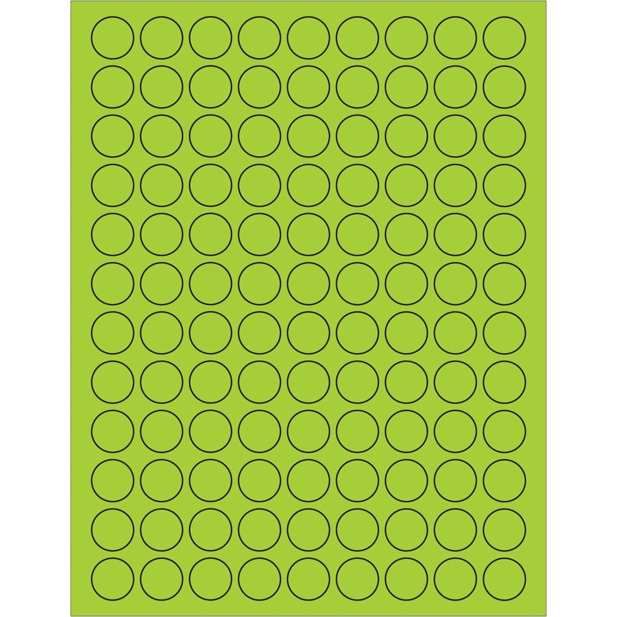 3/4" Fluorescent Green Circle Laser Labels 10800/Case