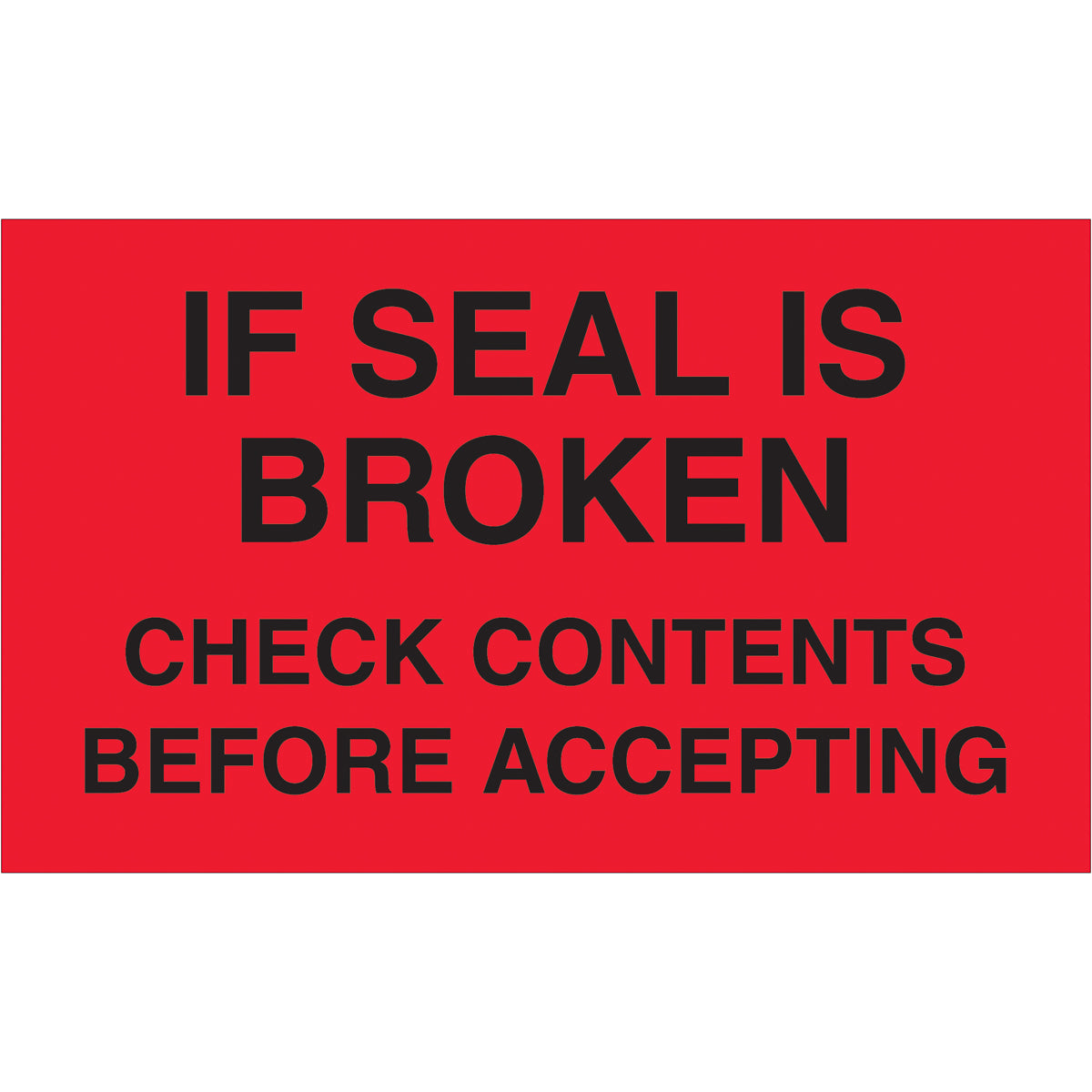 3 x 5" - "Check Contents Before Accepting" (Fluorescent Red) Labels 500/Roll