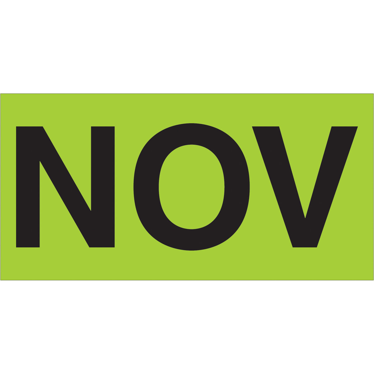 3 x 6" - "NOV" (Fluorescent Green) Months of the Year Labels 500/Roll
