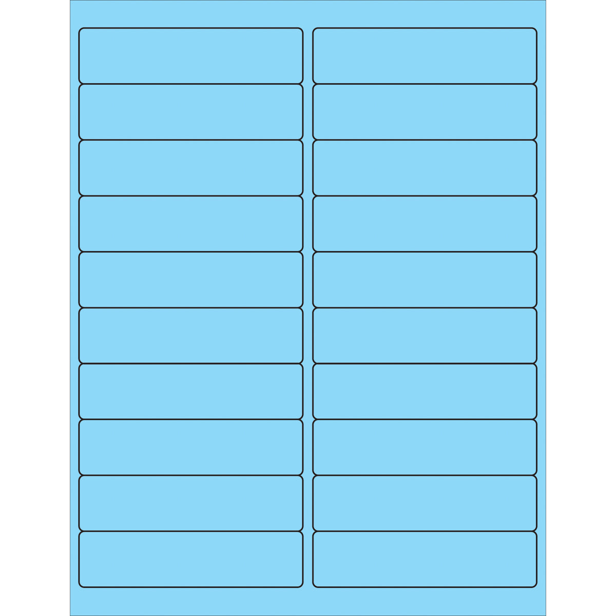 4 x 1" Fluorescent Pastel Blue Rectangle Laser Labels 2000/Case