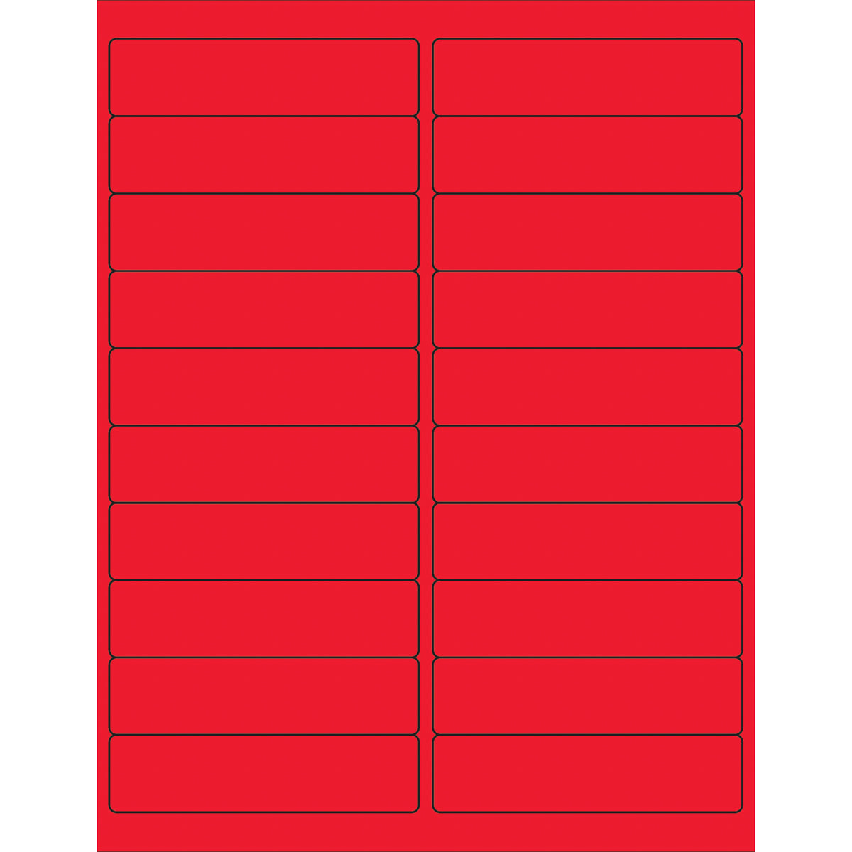 4 x 1" Fluorescent Red Rectangle Laser Labels 2000/Case