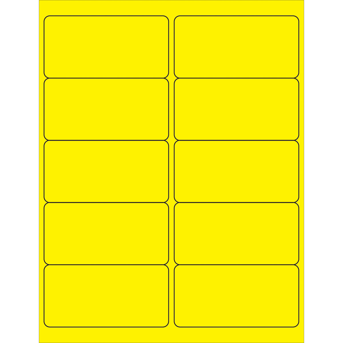 4 x 2" Fluorescent Yellow Removable Rectangle Laser Labels 1000/Case
