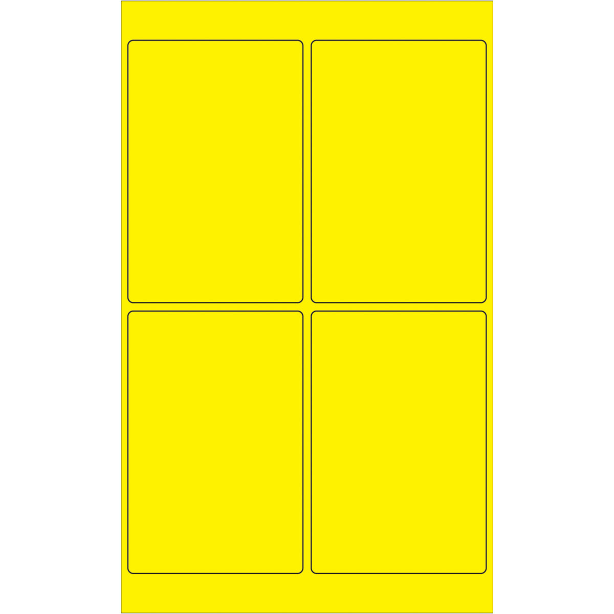 4 x 6" Fluorescent Yellow Rectangle Laser Labels 400/Case