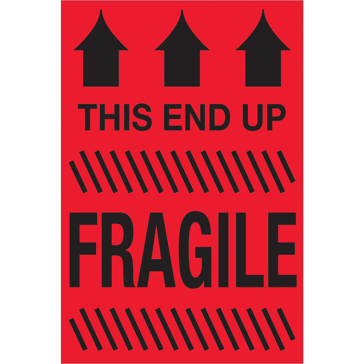 4 x 6" - "This End Up - Fragile" (Fluorescent Red) Labels 500/Roll
