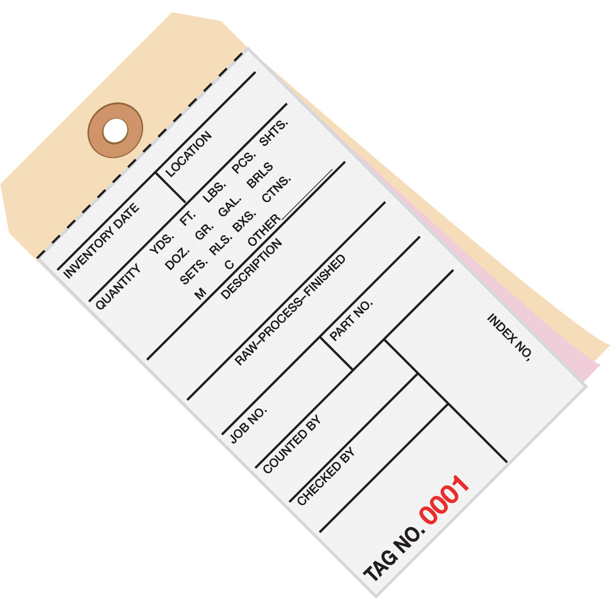 6 1/4 x 3 1/8 - (3000-3499) Inventory Tags 3 Part Carbonless # 8 500/Case