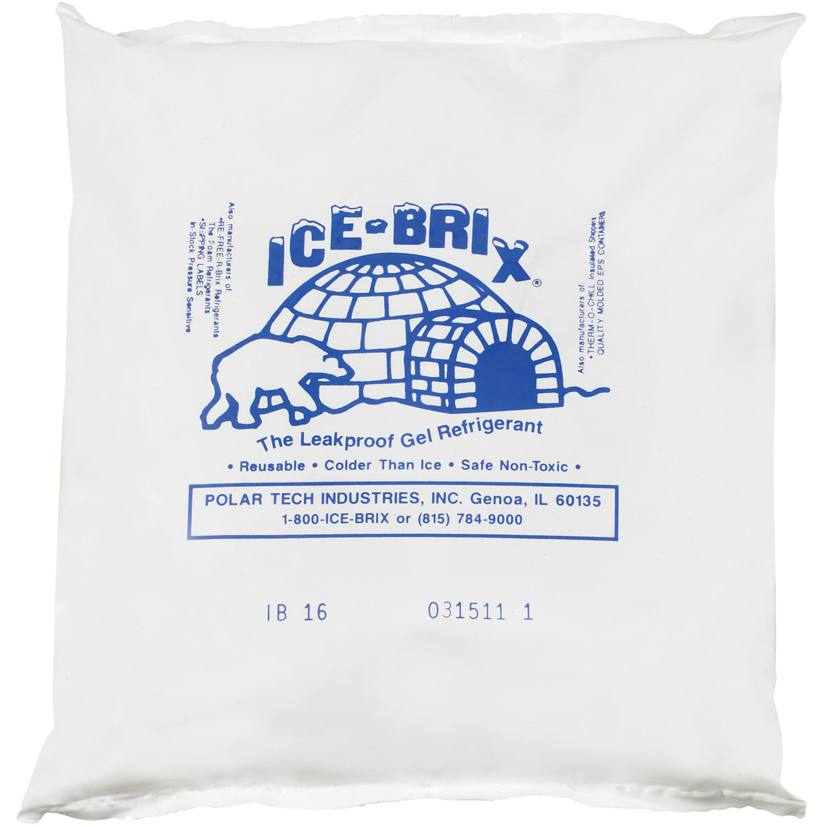 6 1/4 x 6 x 1 - 16 oz. Ice-Brix Cold Packs  18/Case