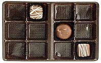 6-15/16 x 4-3/8 x 7/8 (1/2 lb.) Rectangular Candy Tray Brown 12 Cavities 500/Case