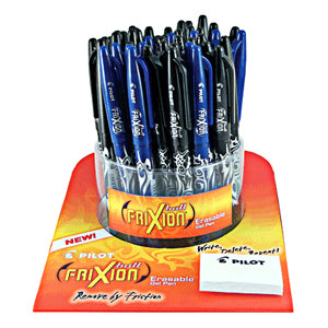FriXion Ball 48pc Display w/test pad 36 black and 12 blue 48/Case