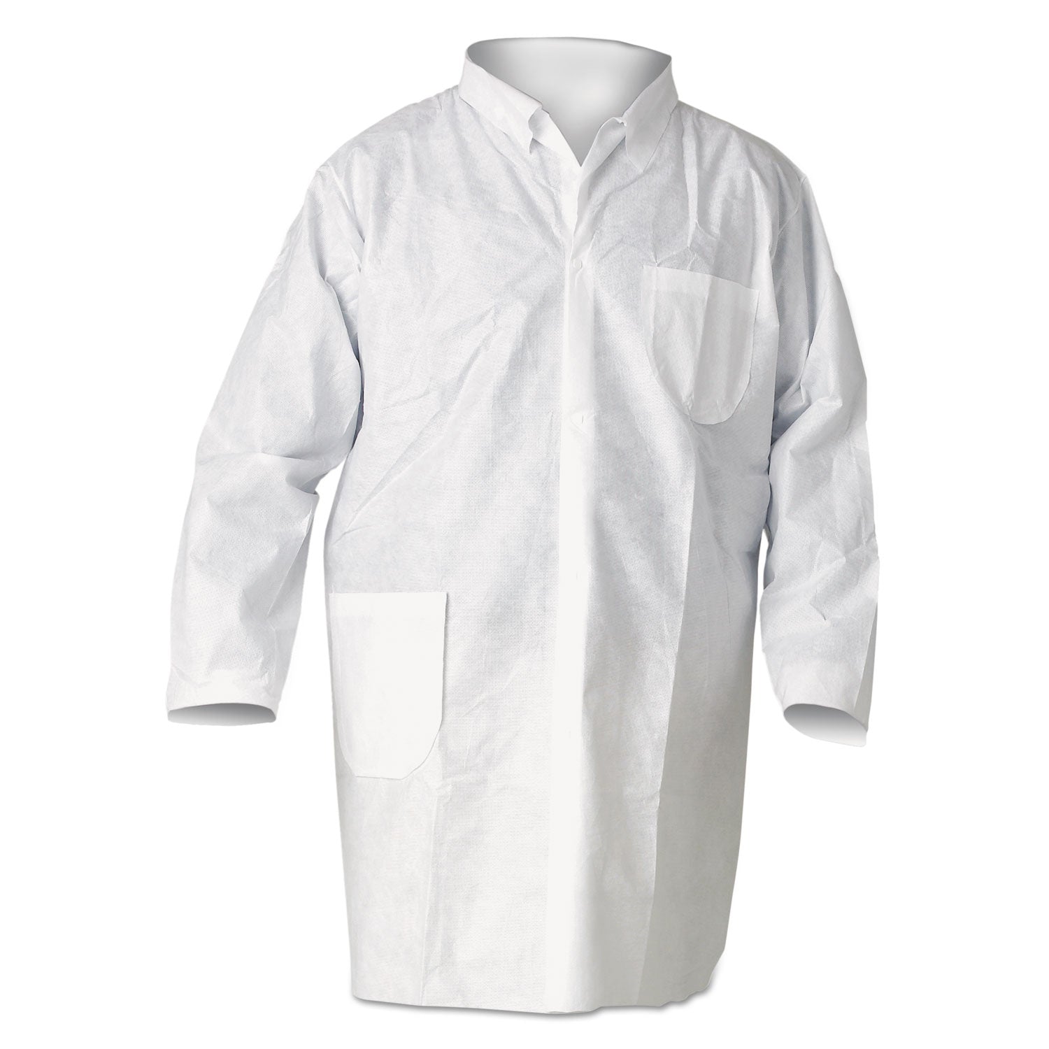A20 Breathable Particle Protection Lab Coats, Snap Closure/Open Wrists/Pockets, Medium, White, 25/Carton